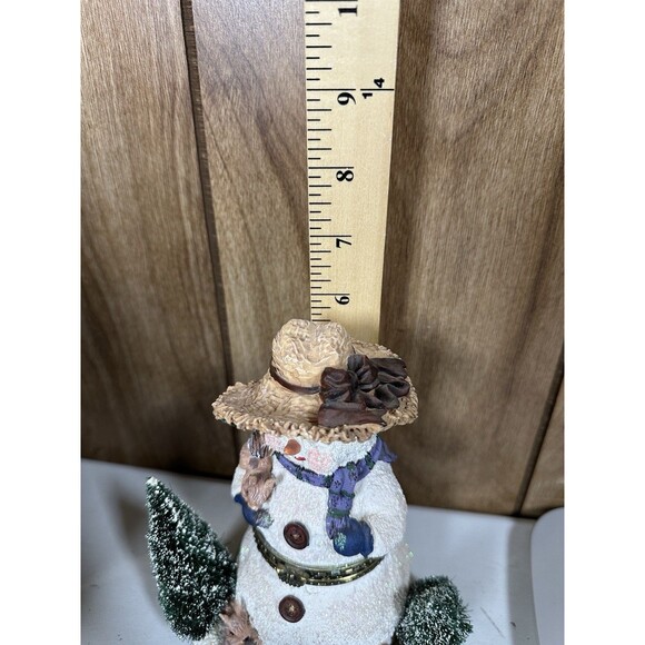 Snowman‎ Resin Figure Trinket Box 6.5” Detailed Christmas Bottle Brush Trees - Picture 11 of 11